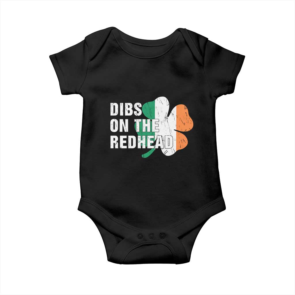 Dibs On The Redhead Baby Onesie Funny Irish St Patricks Day Shamrock TS10 Black Print Your Wear