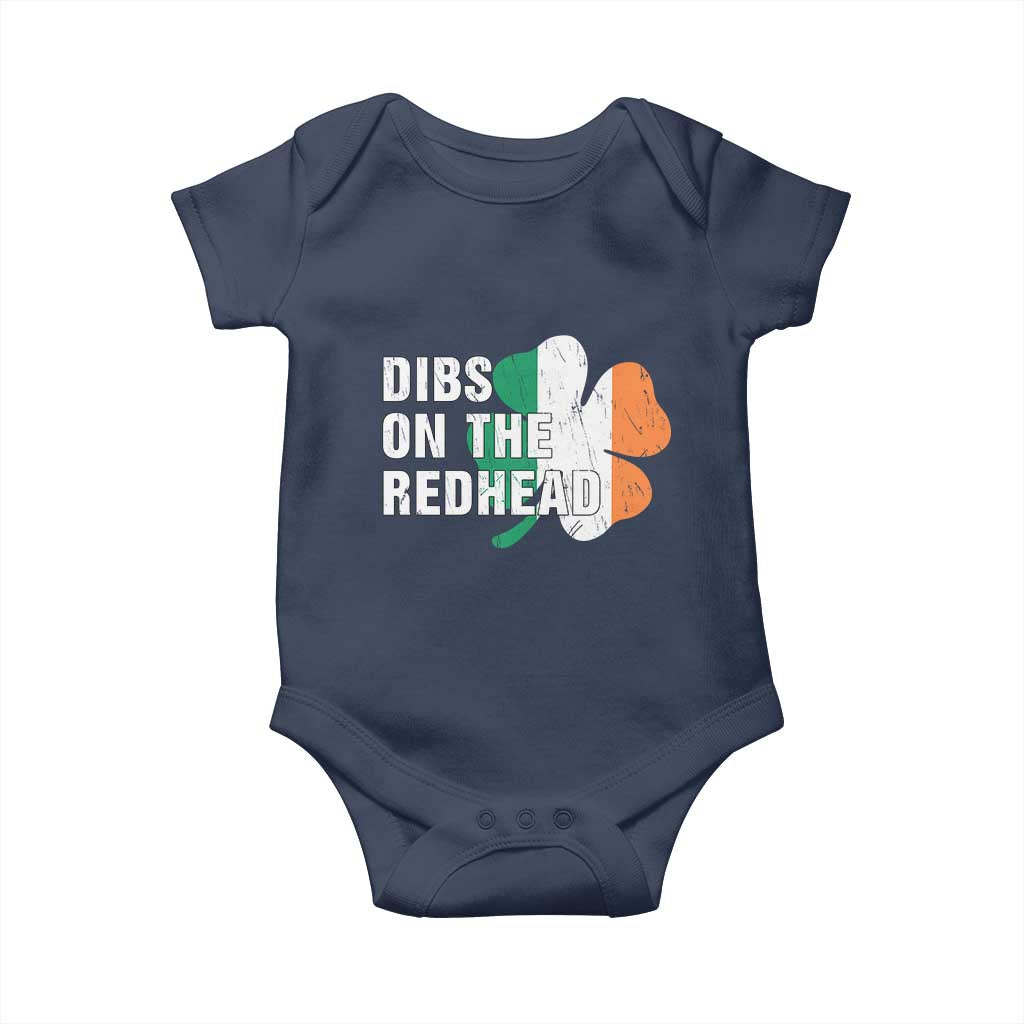 Dibs On The Redhead Baby Onesie Funny Irish St Patricks Day Shamrock TS10 Navy Print Your Wear
