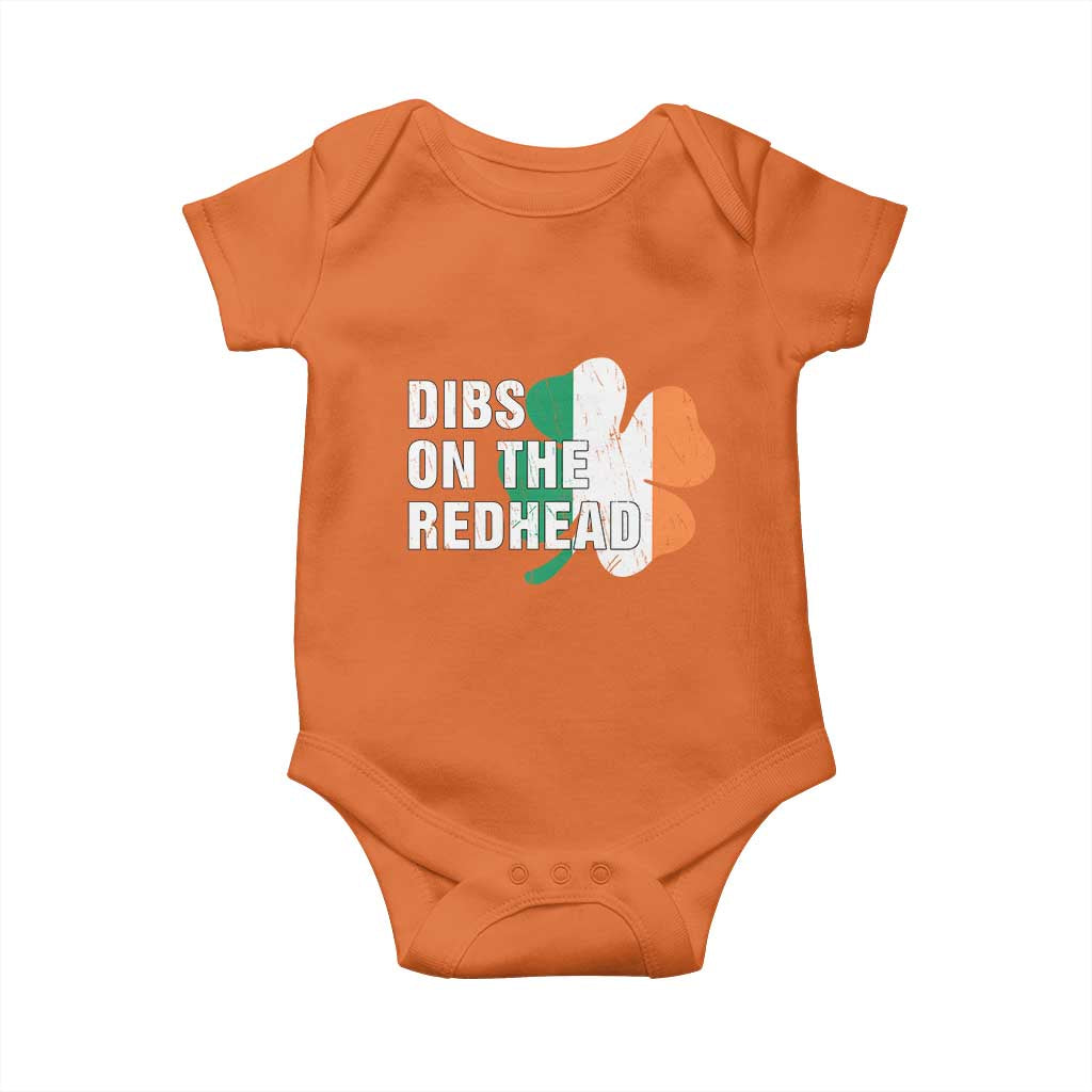 Dibs On The Redhead Baby Onesie Funny Irish St Patricks Day Shamrock TS10 Orange Print Your Wear