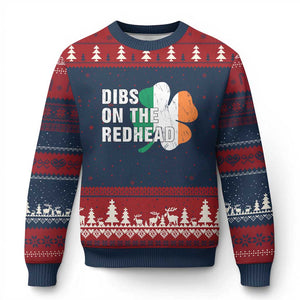 Dibs On The Redhead Ugly Christmas Sweater Funny Irish St Patricks Day Shamrock TS10 Navy Red Print Your Wear