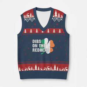 Dibs On The Redhead V-Neck Knit Sweater Vest Funny Irish St Patricks Day Shamrock TS10 Navy Red Print Your Wear