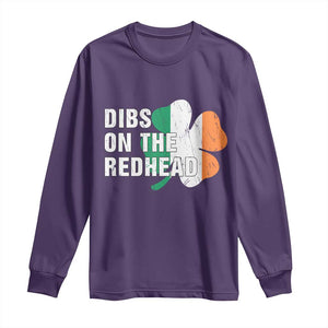 Dibs On The Redhead Long Sleeve Shirt Funny Irish St Patricks Day Shamrock TS10 Purple Print Your Wear