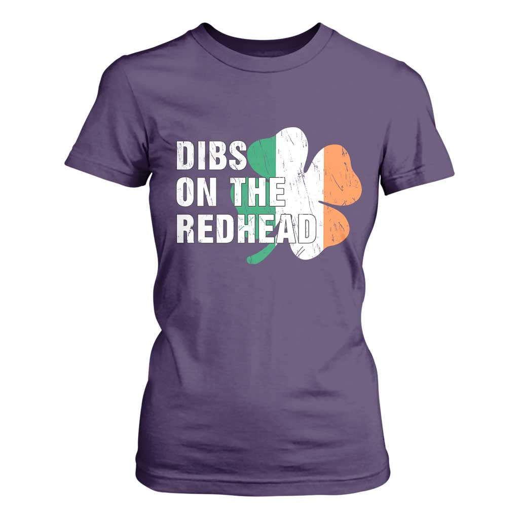 Dibs On The Redhead T Shirt For Women Funny Irish St Patricks Day Shamrock TS10 Purple Print Your Wear