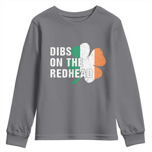 Dibs On The Redhead Youth Sweatshirt Funny Irish St Patricks Day Shamrock TS10 Charcoal Print Your Wear