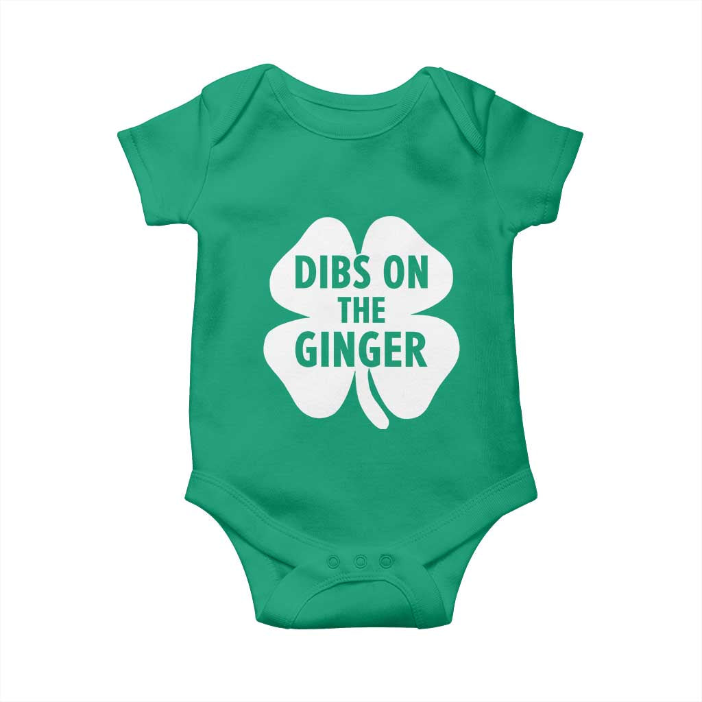 St Patricks Day Shamrock Dibs On The Ginger Baby Onesie Funny Redhead Irish TS10 Irish Green Print Your Wear