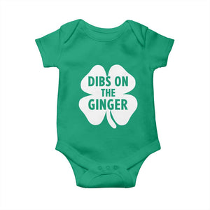 St Patricks Day Shamrock Dibs On The Ginger Baby Onesie Funny Redhead Irish TS10 Irish Green Print Your Wear