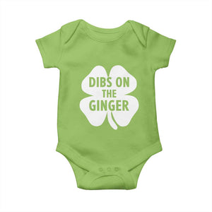 St Patricks Day Shamrock Dibs On The Ginger Baby Onesie Funny Redhead Irish TS10 Lime Print Your Wear