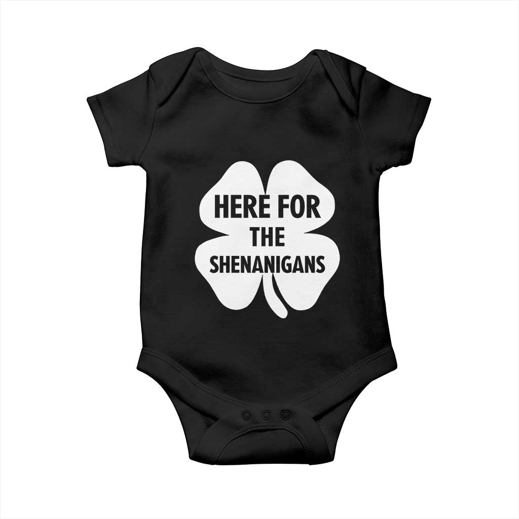 Funny Irish St Patricks Day Baby Onesie Here for the Shenanigans TS10 Black Print Your Wear