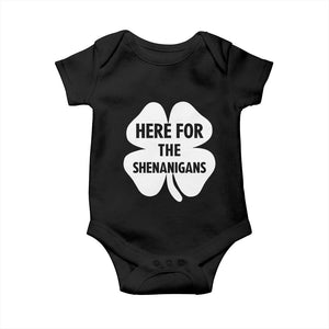 Funny Irish St Patricks Day Baby Onesie Here for the Shenanigans TS10 Black Print Your Wear