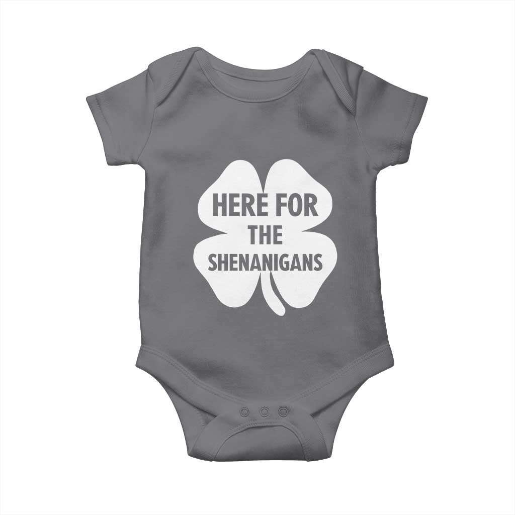 Funny Irish St Patricks Day Baby Onesie Here for the Shenanigans TS10 Charcoal Print Your Wear