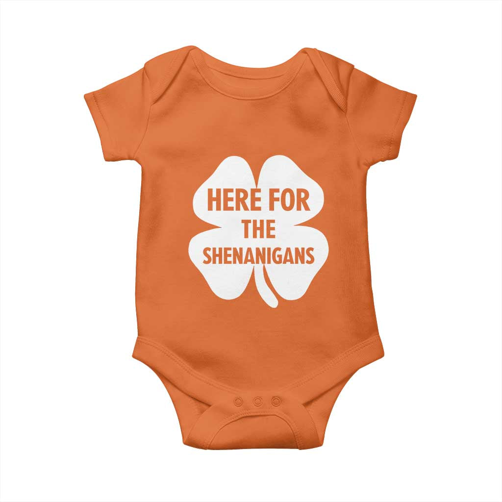 Funny Irish St Patricks Day Baby Onesie Here for the Shenanigans TS10 Orange Print Your Wear