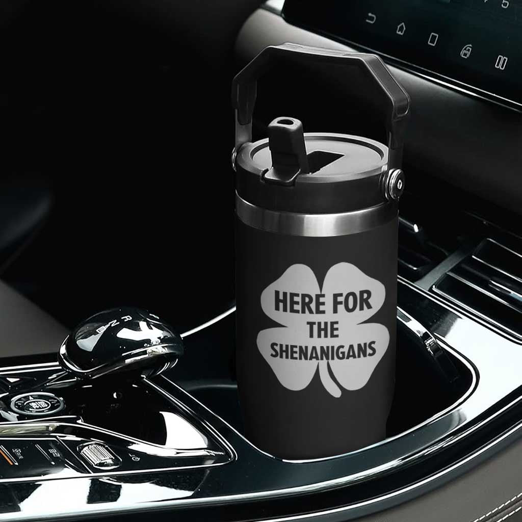 Funny Irish St Patricks Day Flip Straw Tumbler Here for the Shenanigans TS10 Print Your Wear