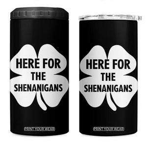 Funny Irish St Patricks Day 4 in 1 Can Cooler Tumbler Here for the Shenanigans TS10 One Size: 16 oz Black Print Your Wear