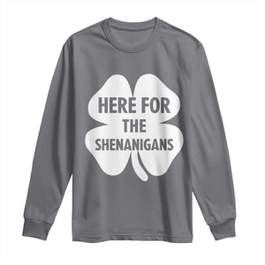 Funny Irish St Patricks Day Long Sleeve Shirt Here for the Shenanigans TS10 Charcoal Print Your Wear