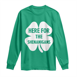 Funny Irish St Patricks Day Long Sleeve Shirt Here for the Shenanigans TS10 Irish Green Print Your Wear