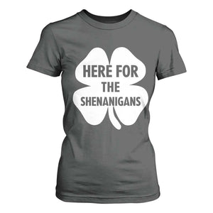 Funny Irish St Patricks Day T Shirt For Women Here for the Shenanigans TS10 Dark Heather Print Your Wear