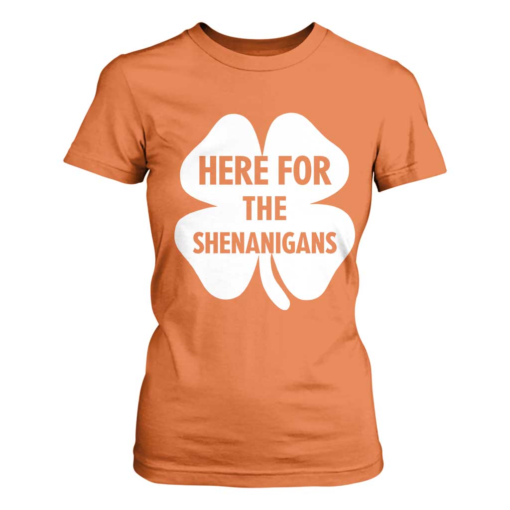 Funny Irish St Patricks Day T Shirt For Women Here for the Shenanigans TS10 Orange Print Your Wear