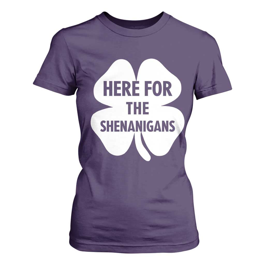 Funny Irish St Patricks Day T Shirt For Women Here for the Shenanigans TS10 Purple Print Your Wear