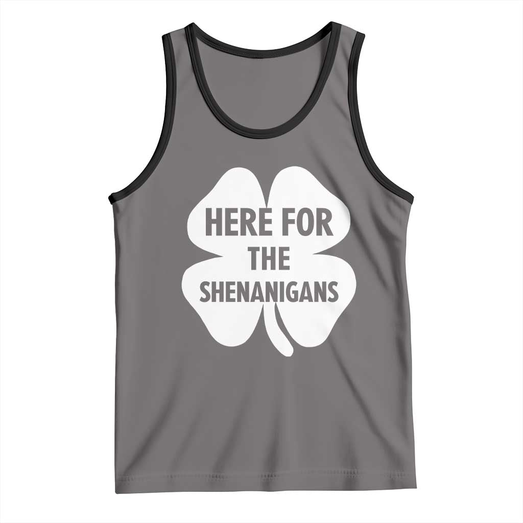 Funny Irish St Patricks Day Tank Top Here for the Shenanigans TS10 Deep Heather Black Print Your Wear