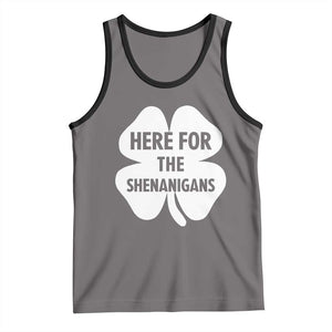 Funny Irish St Patricks Day Tank Top Here for the Shenanigans TS10 Deep Heather Black Print Your Wear