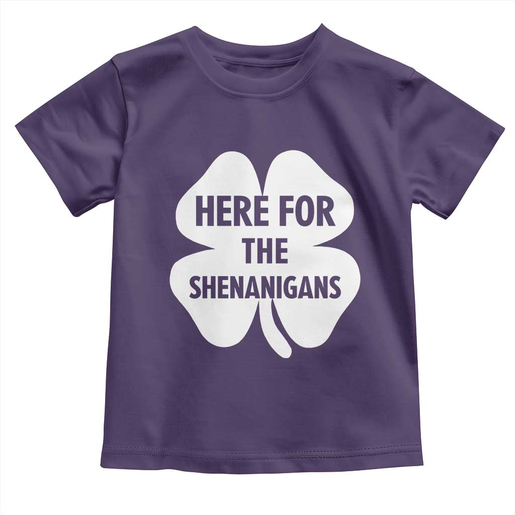 Funny Irish St Patricks Day Toddler T Shirt Here for the Shenanigans TS10 Purple Print Your Wear