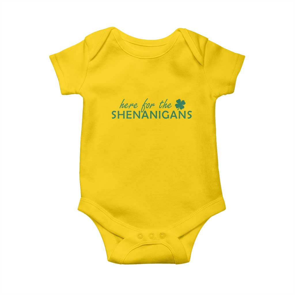 Funny Irish St Patricks Day Baby Onesie Here For The Shenanigan Shamrock TS10 Daisy Print Your Wear