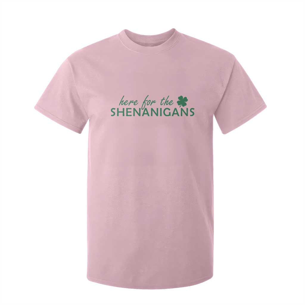 Funny Irish St Patricks Day T Shirt For Kid Here For The Shenanigan Shamrock TS10 Light Pink Print Your Wear