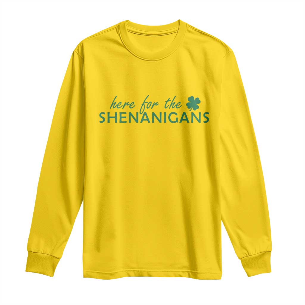 Funny Irish St Patricks Day Long Sleeve Shirt Here For The Shenanigan Shamrock TS10 Daisy Print Your Wear