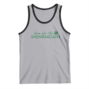 Funny Irish St Patricks Day Tank Top Here For The Shenanigan Shamrock TS10 Athletic Heather Black Print Your Wear