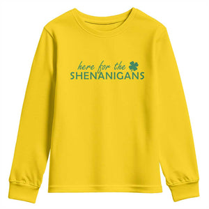 Funny Irish St Patricks Day Youth Sweatshirt Here For The Shenanigan Shamrock TS10 Daisy Print Your Wear