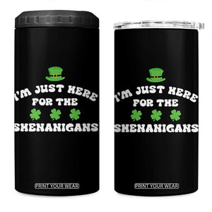 Funny Irish St Patricks Day 4 in 1 Can Cooler Tumbler I'm Just Here For The Shenanigans Shamrock TS10 One Size: 16 oz Black Print Your Wear