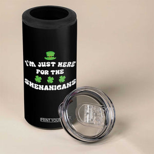 Funny Irish St Patricks Day 4 in 1 Can Cooler Tumbler I'm Just Here For The Shenanigans Shamrock TS10 Print Your Wear