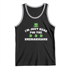 Funny Irish St Patricks Day Tank Top I'm Just Here For The Shenanigans Shamrock TS10 Black Athletic Heather Print Your Wear