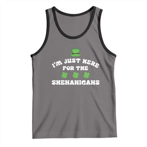 Funny Irish St Patricks Day Tank Top I'm Just Here For The Shenanigans Shamrock TS10 Deep Heather Black Print Your Wear