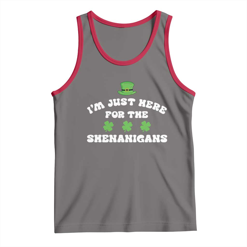Funny Irish St Patricks Day Tank Top I'm Just Here For The Shenanigans Shamrock TS10 Deep Heather Red Print Your Wear