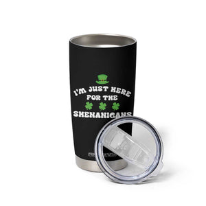 Funny Irish St Patricks Day Tumbler Cup I'm Just Here For The Shenanigans Shamrock TS10 Print Your Wear