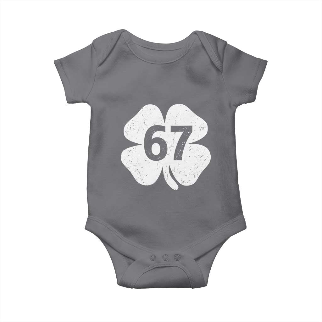 Funny Irish St Patricks Day Shamrock 67 Baby Onesie Six Seven 6 7 Meme Gen Alpha Slang TS10 Charcoal Print Your Wear