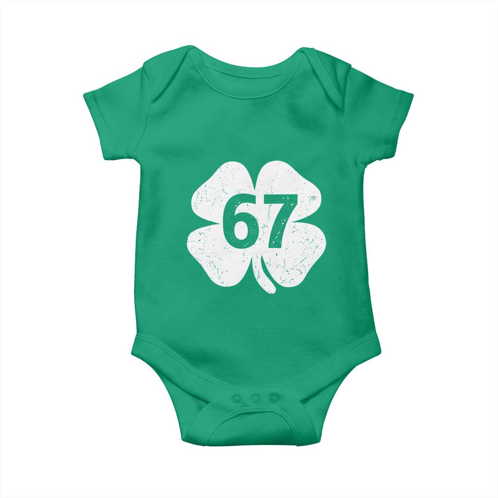 Funny Irish St Patricks Day Shamrock 67 Baby Onesie Six Seven 6 7 Meme Gen Alpha Slang TS10 Irish Green Print Your Wear