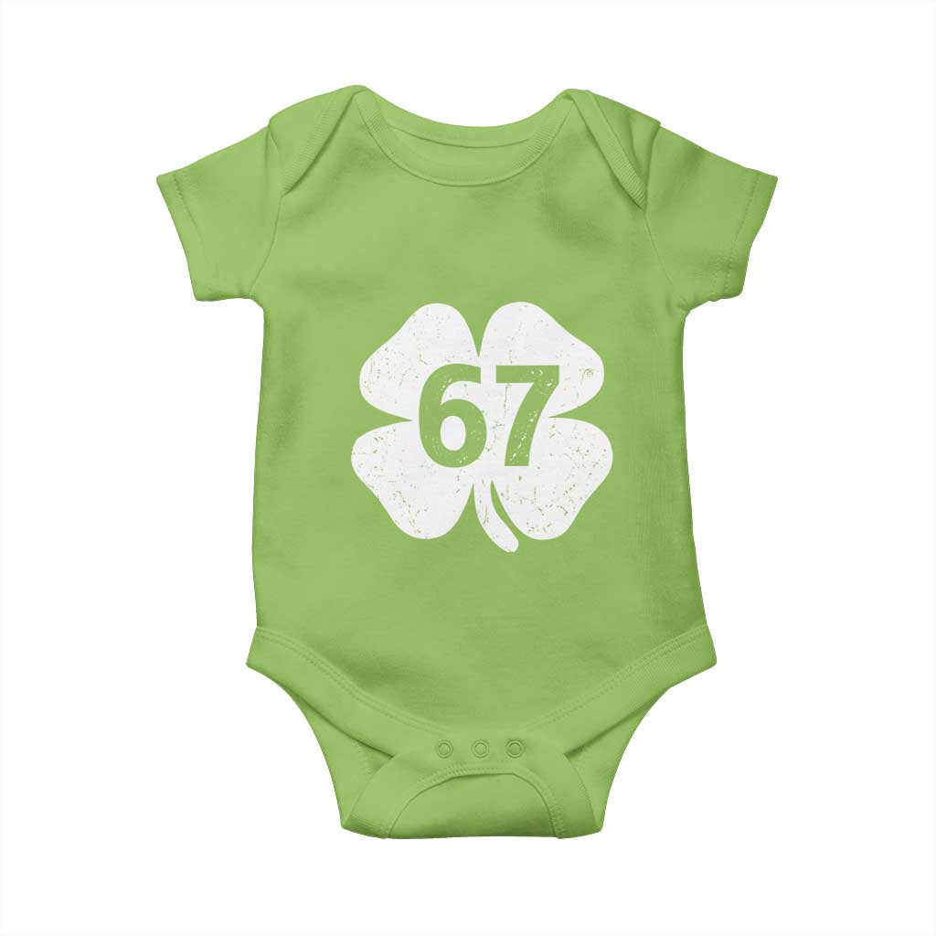 Funny Irish St Patricks Day Shamrock 67 Baby Onesie Six Seven 6 7 Meme Gen Alpha Slang TS10 Lime Print Your Wear