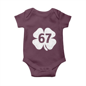 Funny Irish St Patricks Day Shamrock 67 Baby Onesie Six Seven 6 7 Meme Gen Alpha Slang TS10 Maroon Print Your Wear