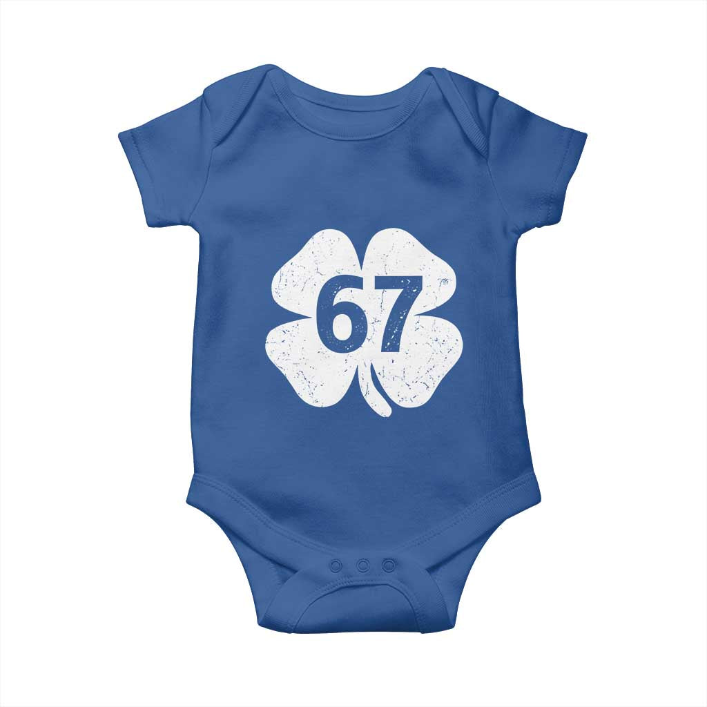 Funny Irish St Patricks Day Shamrock 67 Baby Onesie Six Seven 6 7 Meme Gen Alpha Slang TS10 Royal Blue Print Your Wear