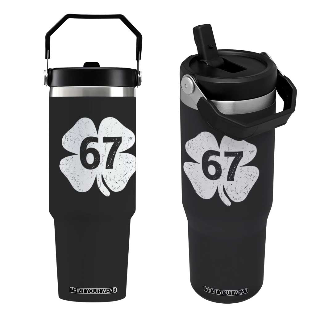 Funny Irish St Patricks Day Shamrock 67 Flip Straw Tumbler Six Seven 6 7 Meme Gen Alpha Slang TS10 One Size: 30 oz Black Print Your Wear