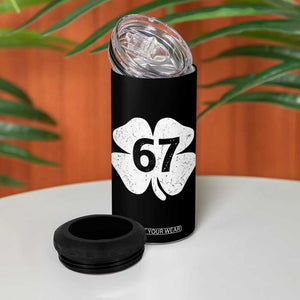 Funny Irish St Patricks Day Shamrock 67 4 in 1 Can Cooler Tumbler Six Seven 6 7 Meme Gen Alpha Slang TS10 Print Your Wear
