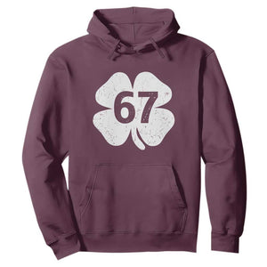 Funny Irish St Patricks Day Shamrock 67 Hoodie Six Seven 6 7 Meme Gen Alpha Slang TS10 Maroon Print Your Wear