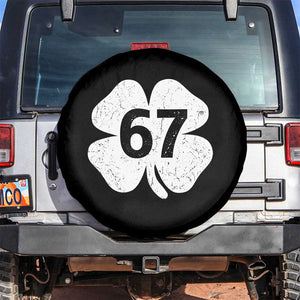 Funny Irish St Patricks Day Shamrock 67 Spare Tire Cover Six Seven 6 7 Meme Gen Alpha Slang TS10 No hole Black Print Your Wear