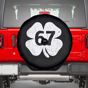 Funny Irish St Patricks Day Shamrock 67 Spare Tire Cover Six Seven 6 7 Meme Gen Alpha Slang TS10 Black Print Your Wear