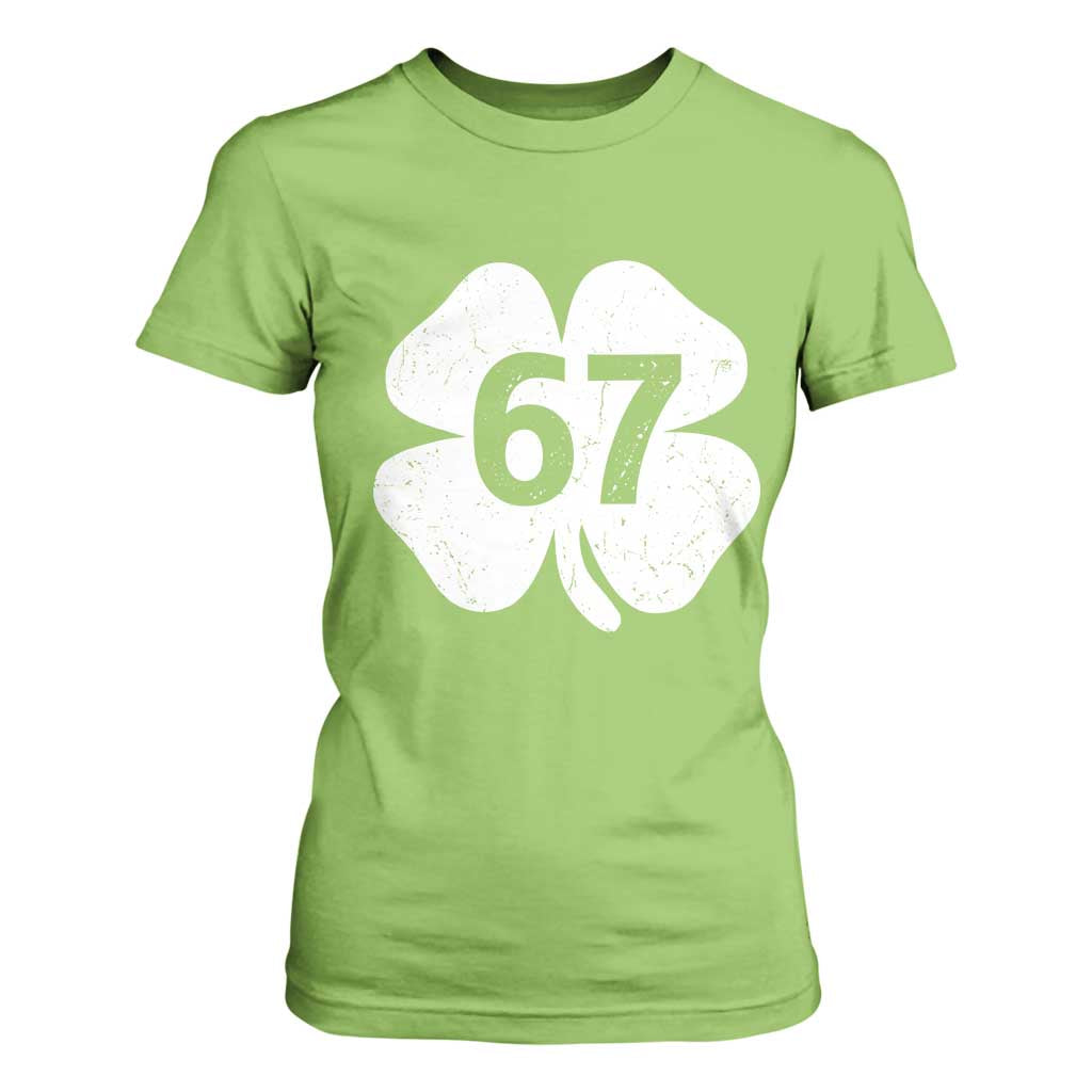 Funny Irish St Patricks Day Shamrock 67 T Shirt For Women Six Seven 6 7 Meme Gen Alpha Slang TS10 Lime Print Your Wear