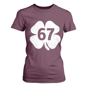Funny Irish St Patricks Day Shamrock 67 T Shirt For Women Six Seven 6 7 Meme Gen Alpha Slang TS10 Maroon Print Your Wear