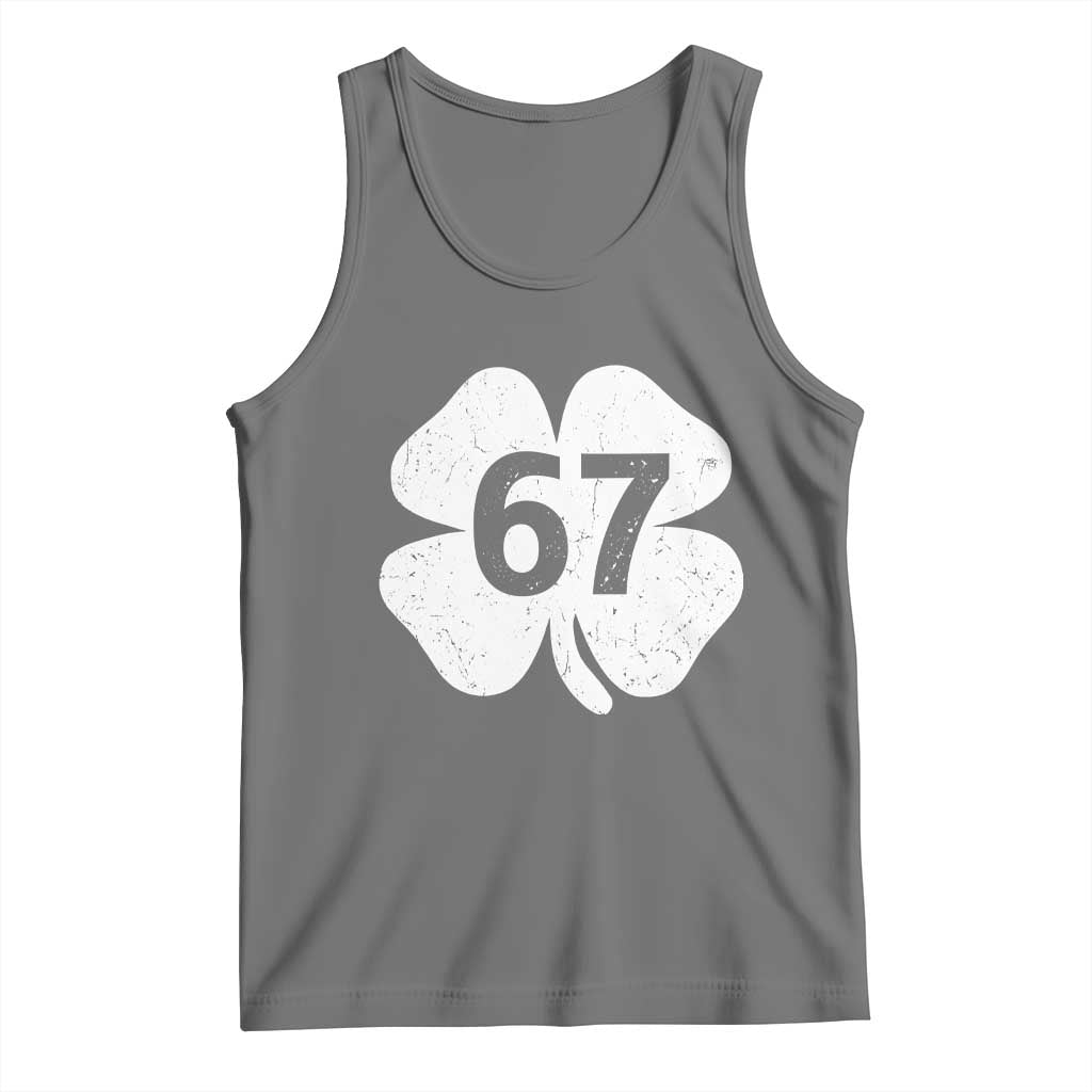 Funny Irish St Patricks Day Shamrock 67 Tank Top Six Seven 6 7 Meme Gen Alpha Slang TS10 Black Heather Print Your Wear