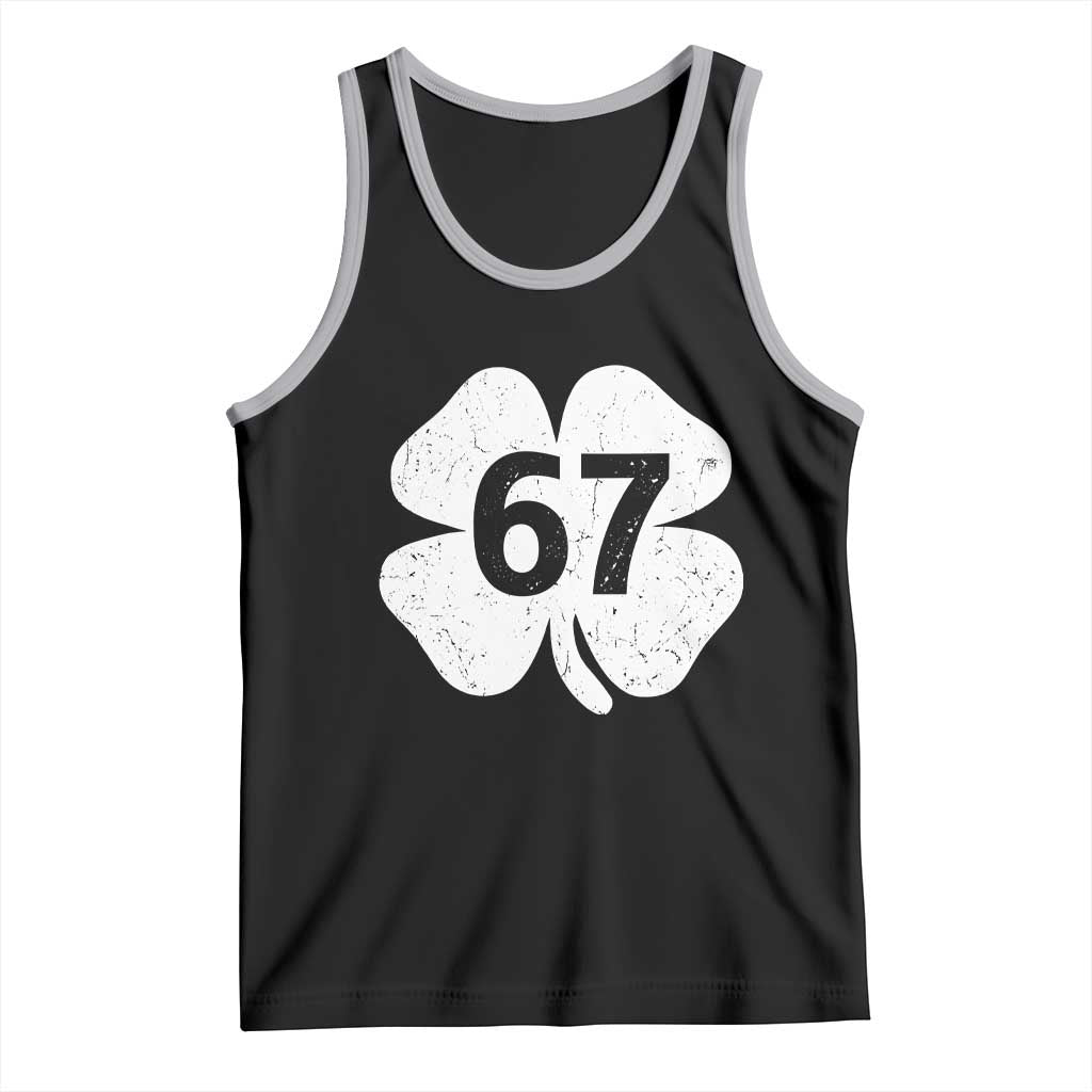 Funny Irish St Patricks Day Shamrock 67 Tank Top Six Seven 6 7 Meme Gen Alpha Slang TS10 Black Athletic Heather Print Your Wear
